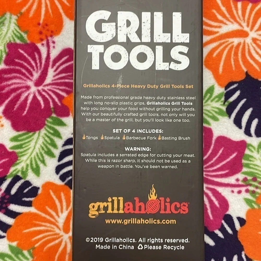 Brand New Grillaholics BBQ 4-Piece Heavy Duty Stainless Steel Grill Tools Set